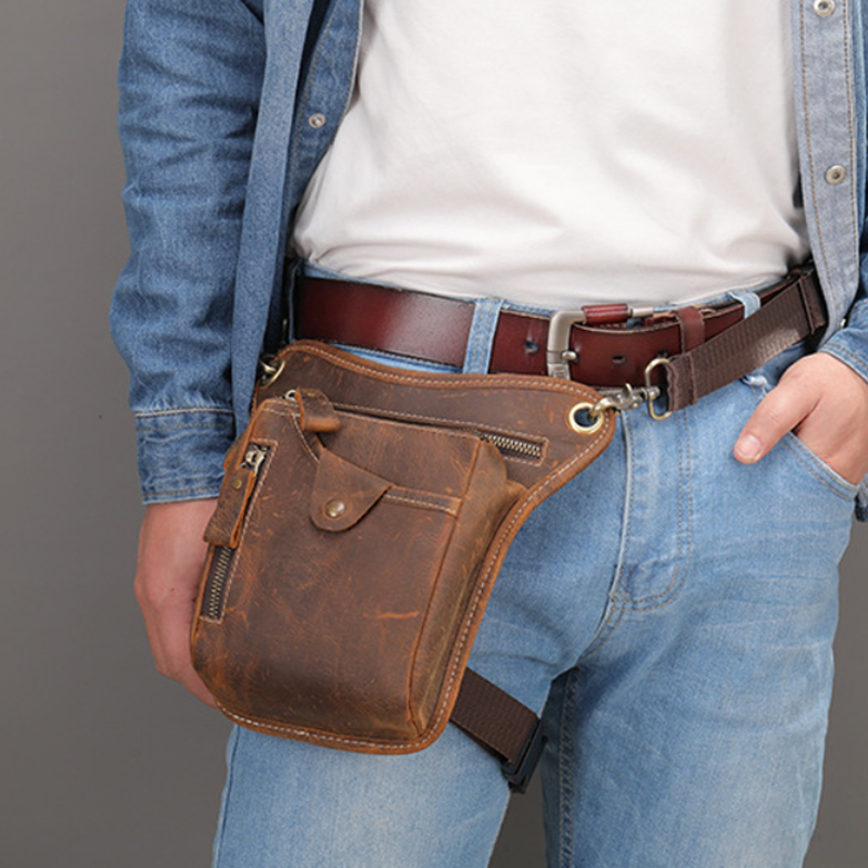 Motorcycle Gear Backpack - Sac de taille Vintage en cuir