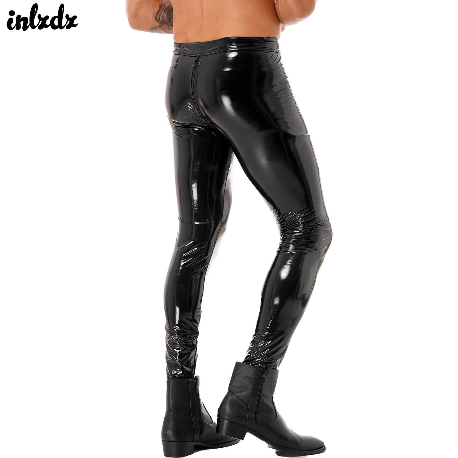 Motorcycle Gear Mens - Pantalon slim en cuir verni pour